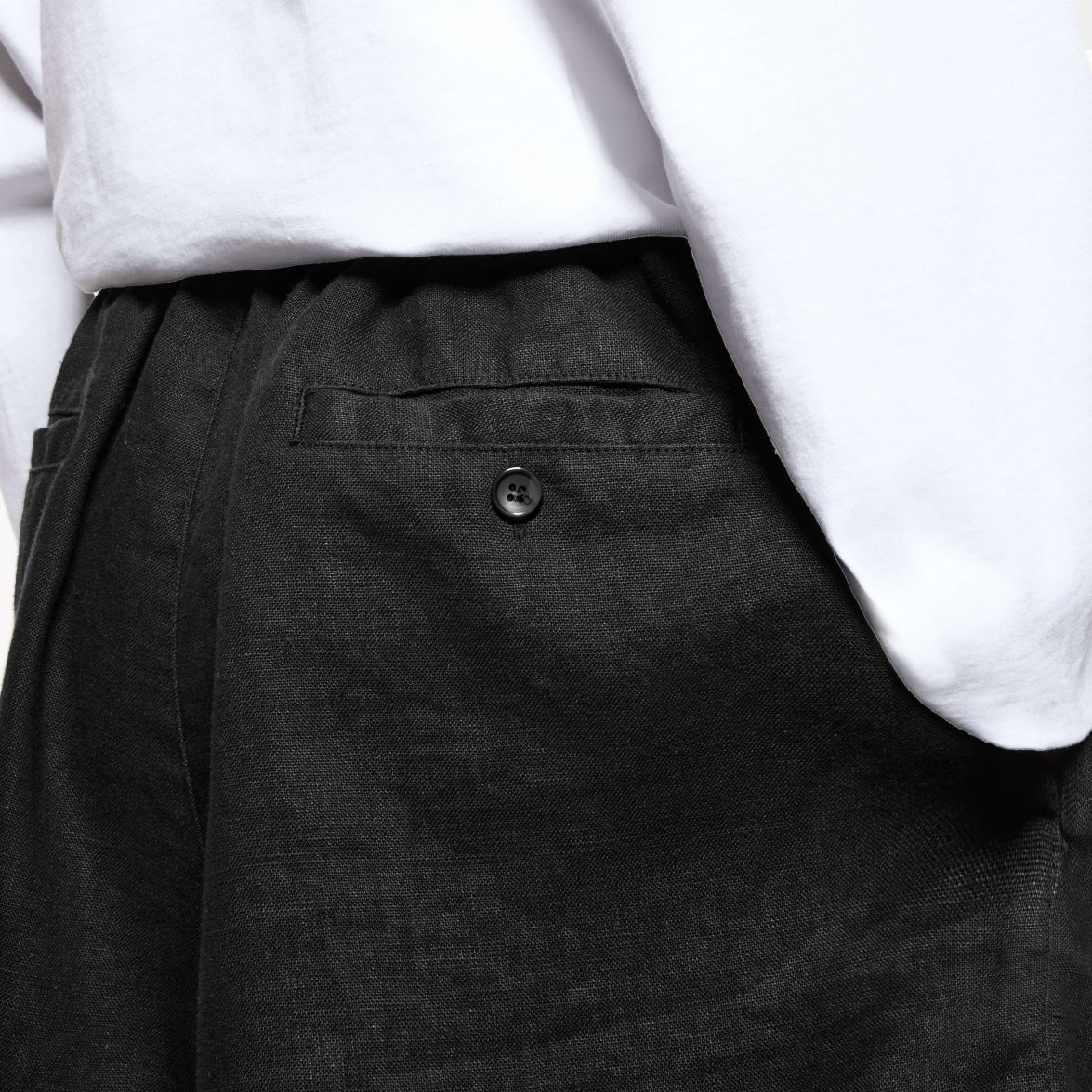 MKI Miyuki Zoku Linen Wide Leg Korte Broek Zwart