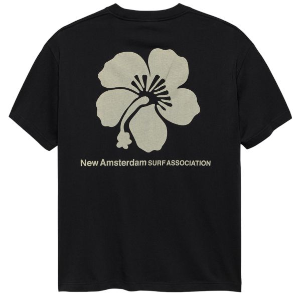 New Amsterdam Surf Association Hibiscus T-shirt Zwart