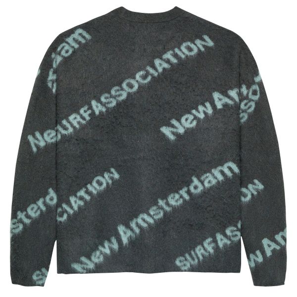New Amsterdam Surf Association Jacquard Knit Sweater Antraciet/Mint