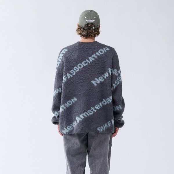 New Amsterdam Surf Association Jacquard Knit Sweater Antraciet/Mint