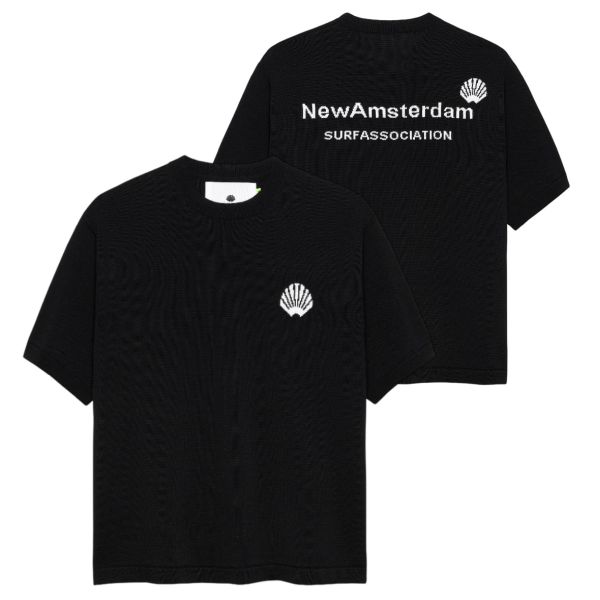 New Amsterdam Surf Association Knitted Logo T-shirt Zwart