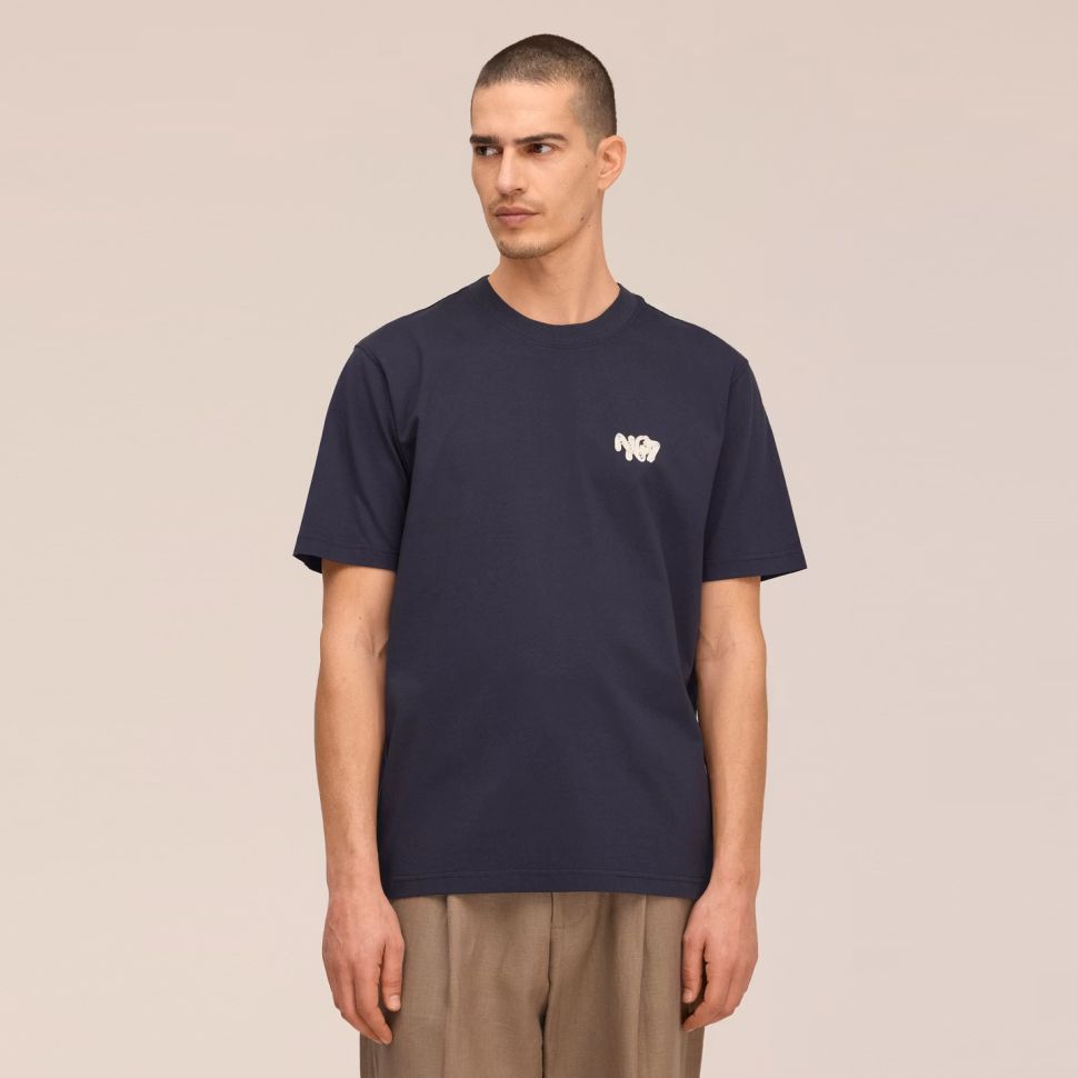 NN.07 Adam Embroidery T-shirt Navy