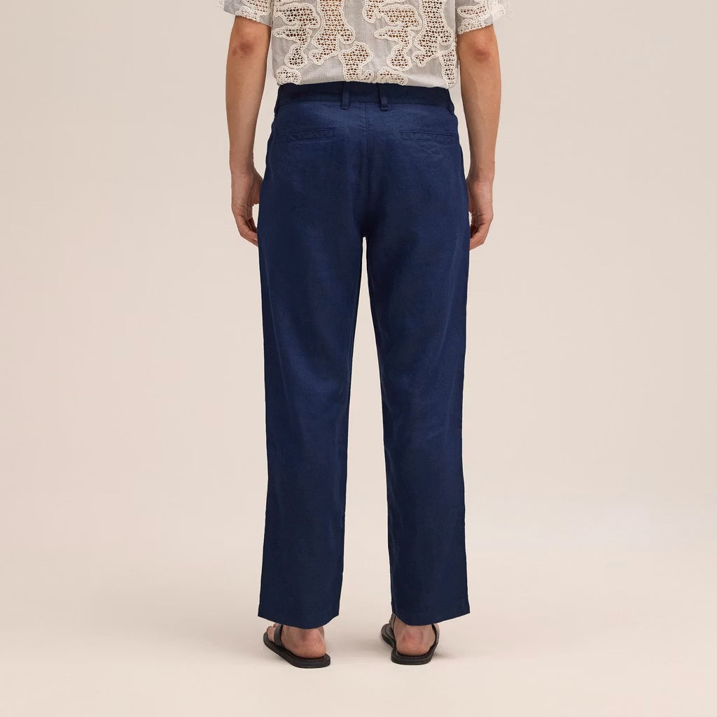 NN.07 Aden Straight Leg Linen Chino Navy