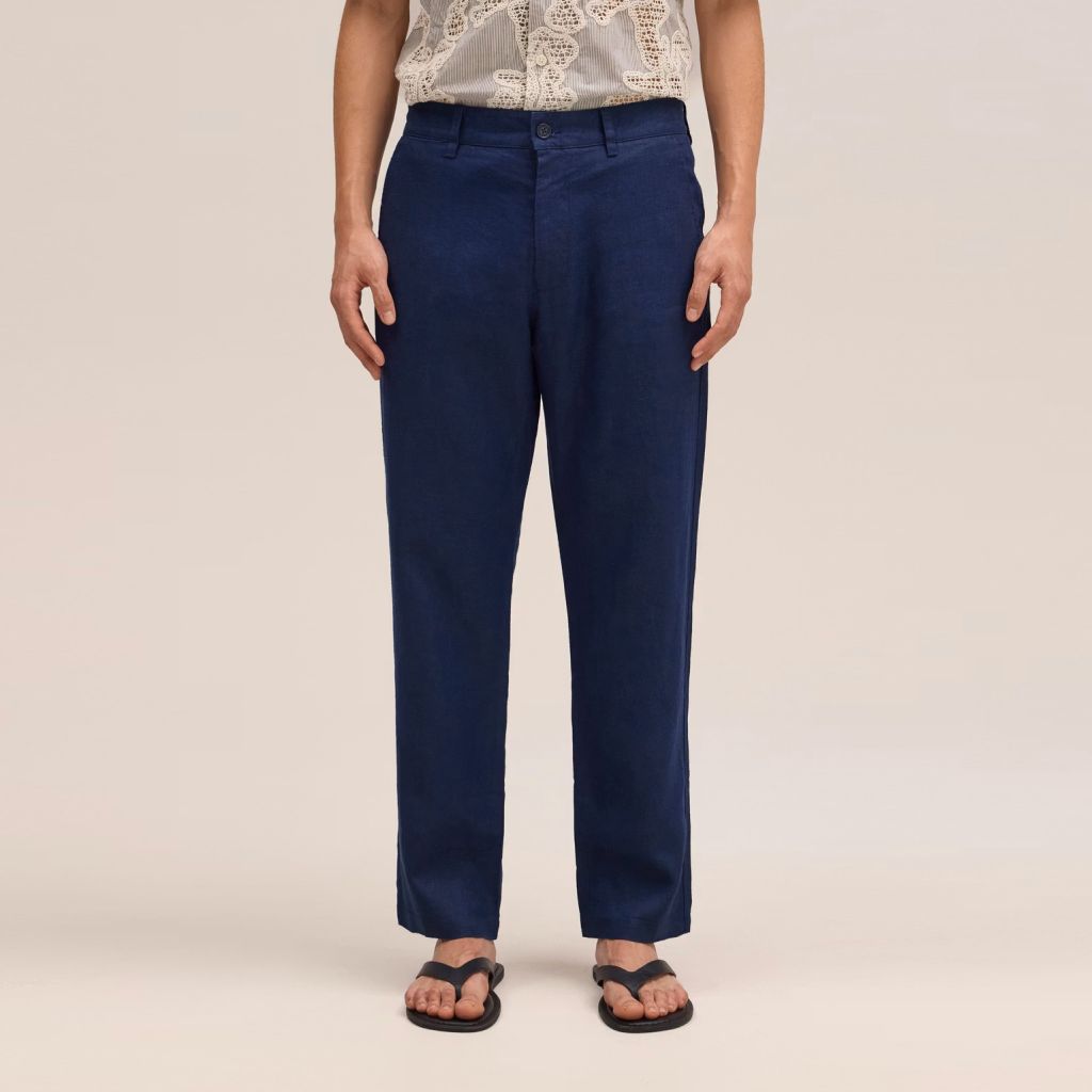 NN.07 Aden Straight Leg Linen Chino Navy