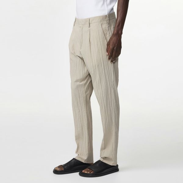 NN.07 Bill Pleated Seersucker Broek Beige