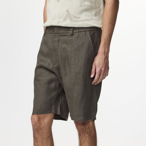 NN.07 Billie Linen Korte Broek Donker Groen