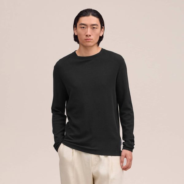 NN.07 Clive Waffle Knit Longsleeve T-shirt Zwart