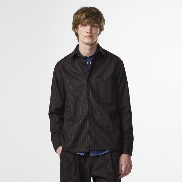 NN.07 Freddy Stripe Overshirt Bruin