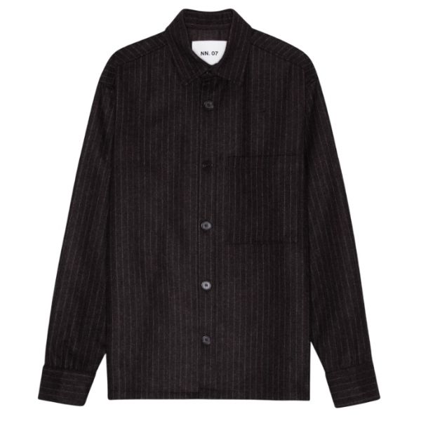 NN.07 Freddy Stripe Overshirt Bruin