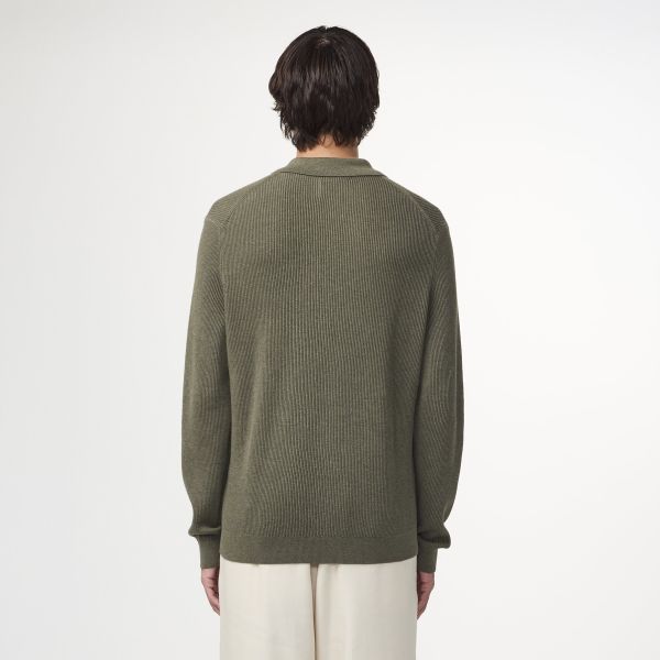 NN.07 Hansie Zip Longsleeve Polo Donker Groen