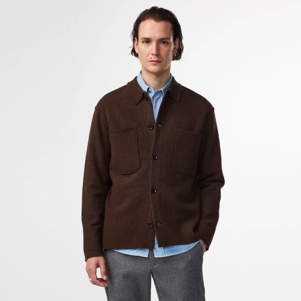 NN.07 Jonas Knit Overshirt Donker Bruin