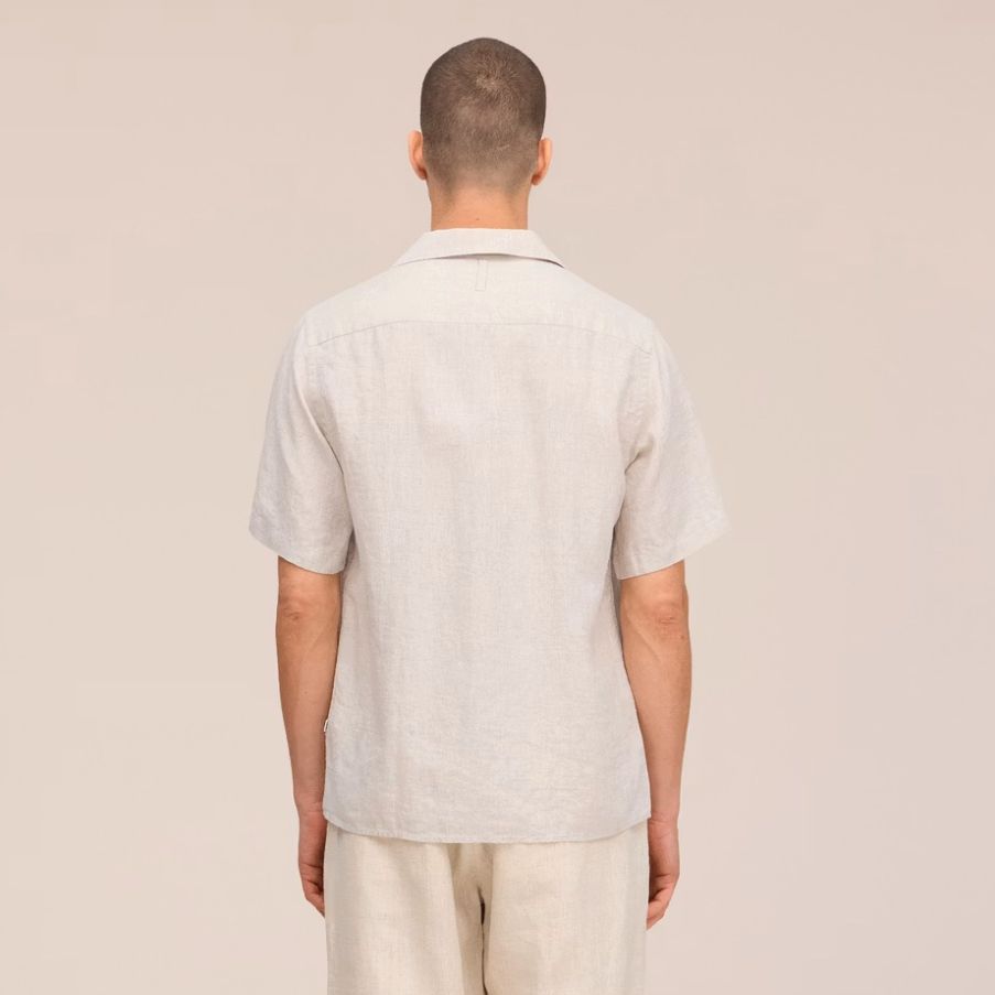 NN.07 Julio Open Collar Linen Overhemd Off White