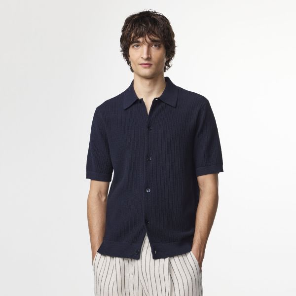 NN.07 Nolan Cardigan Overhemd Navy