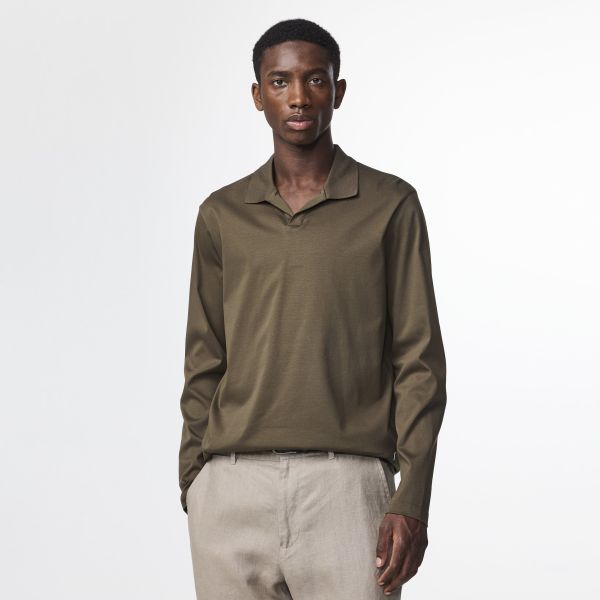 NN.07 Paul Longsleeve Polo Donker Groen