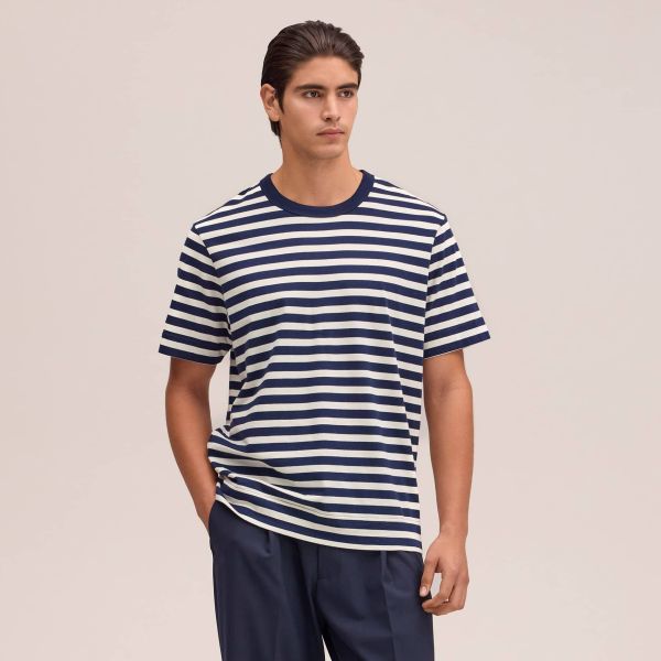 NN.07 Pedro Striped T-shirt Navy/Wit