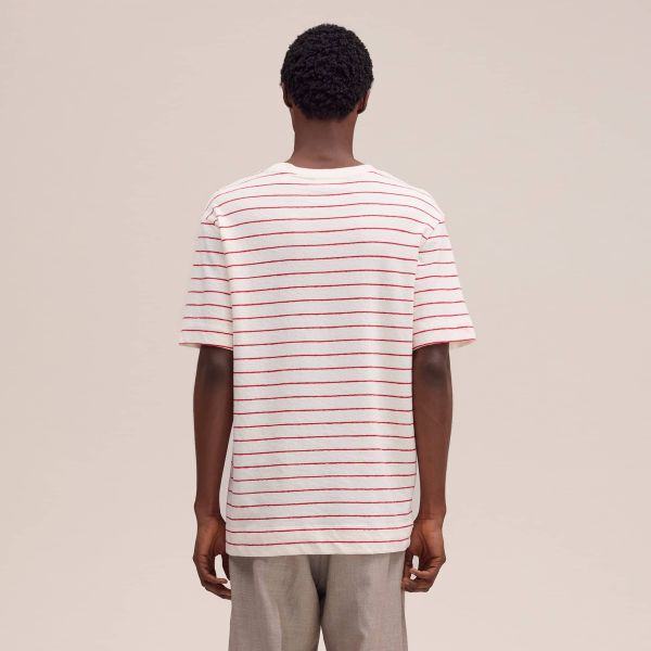 NN.07 Pedro Striped T-shirt Off White/Rood