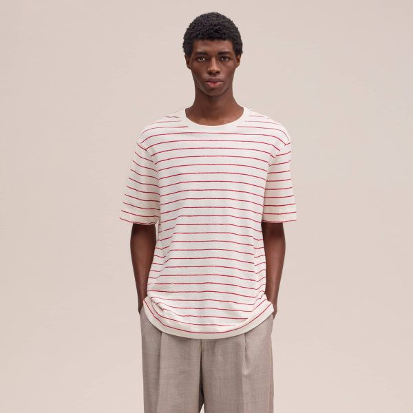 NN.07 Pedro Striped T-shirt Off White/Rood