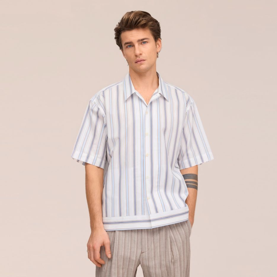 NN.07 Reed Striped Overhemd Blauw