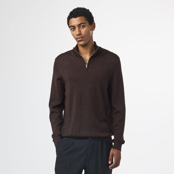 NN.07 Sergio Zip Mock Sweater Bruin