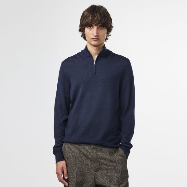 NN.07 Sergio Zip Mock Sweater Navy