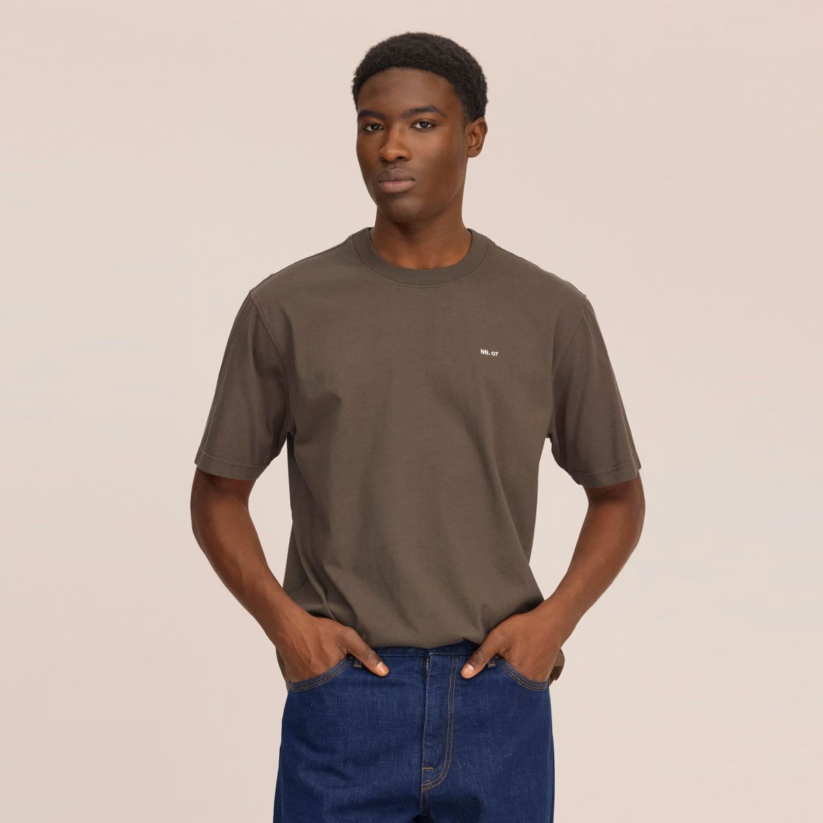 NN.07 Adam EMB T-shirt Donker Groen