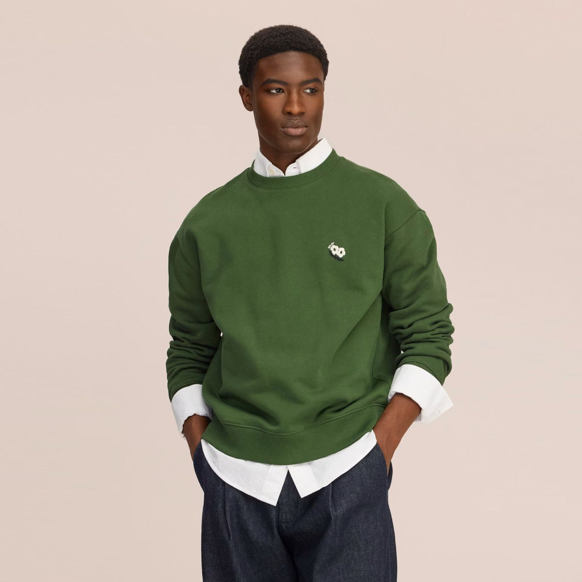 NN.07 David EMB Sweater Groen