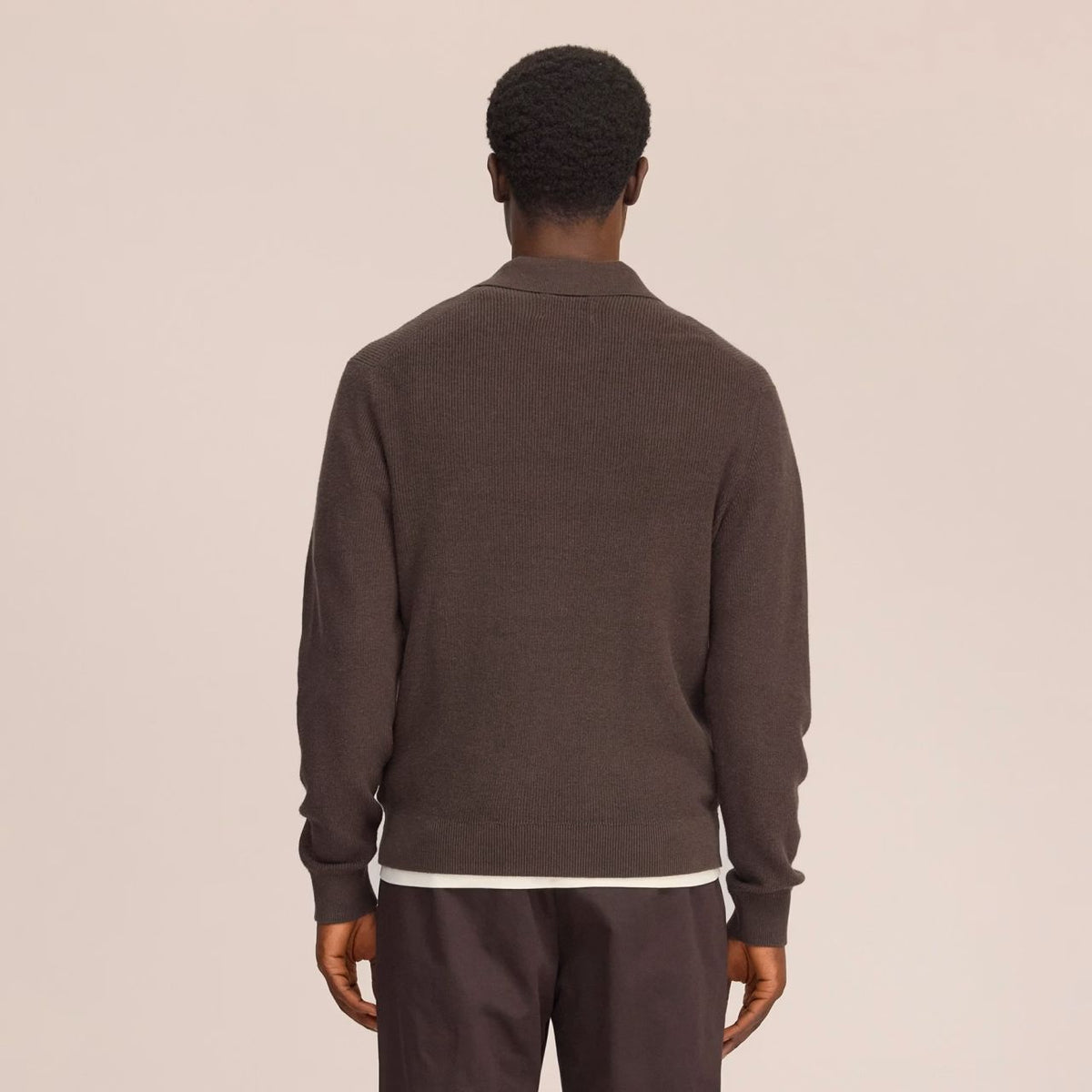 NN.07 Hope Rib Longsleeve Polo Bruin