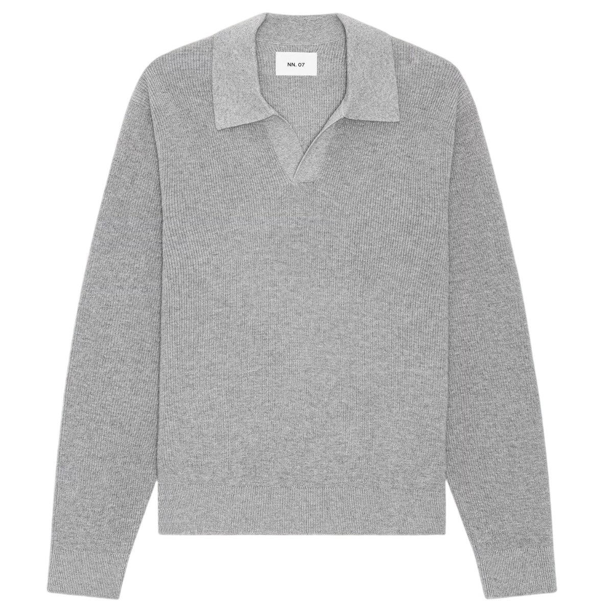 NN.07 Hope Rib Longsleeve Polo Grijs