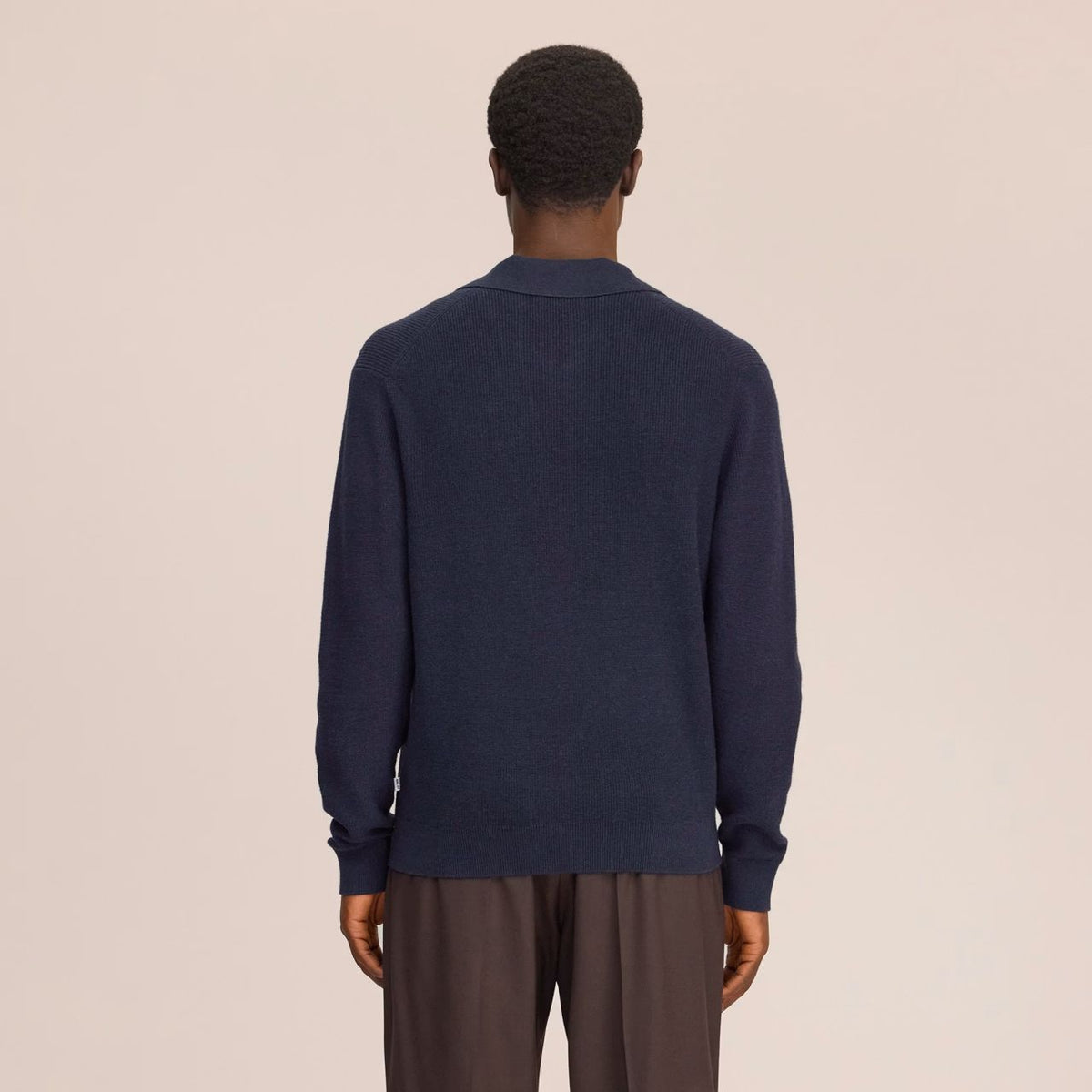 NN.07 Hope Rib Longsleeve Polo Navy