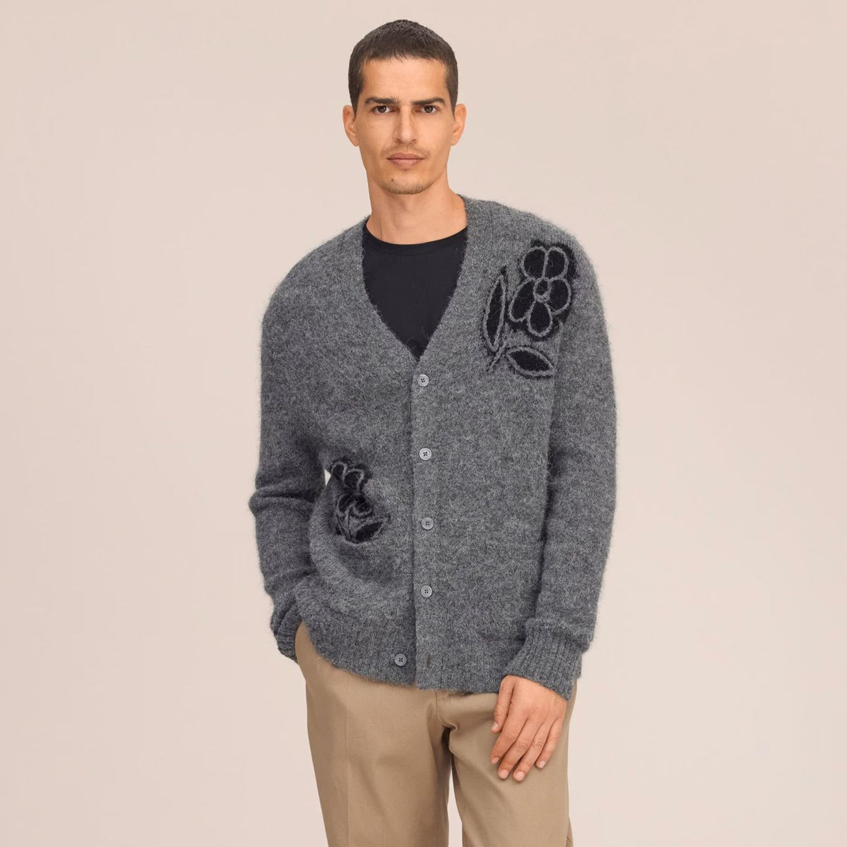 NN.07 Kyle Flower Cardigan Grijs