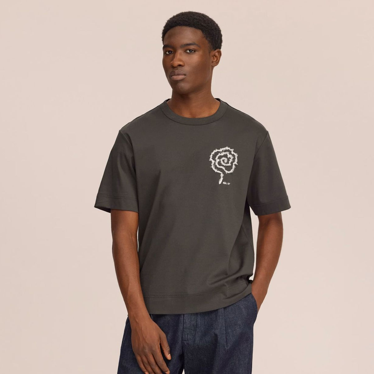 NN.07 Pedro EMB T-shirt Donker Groen