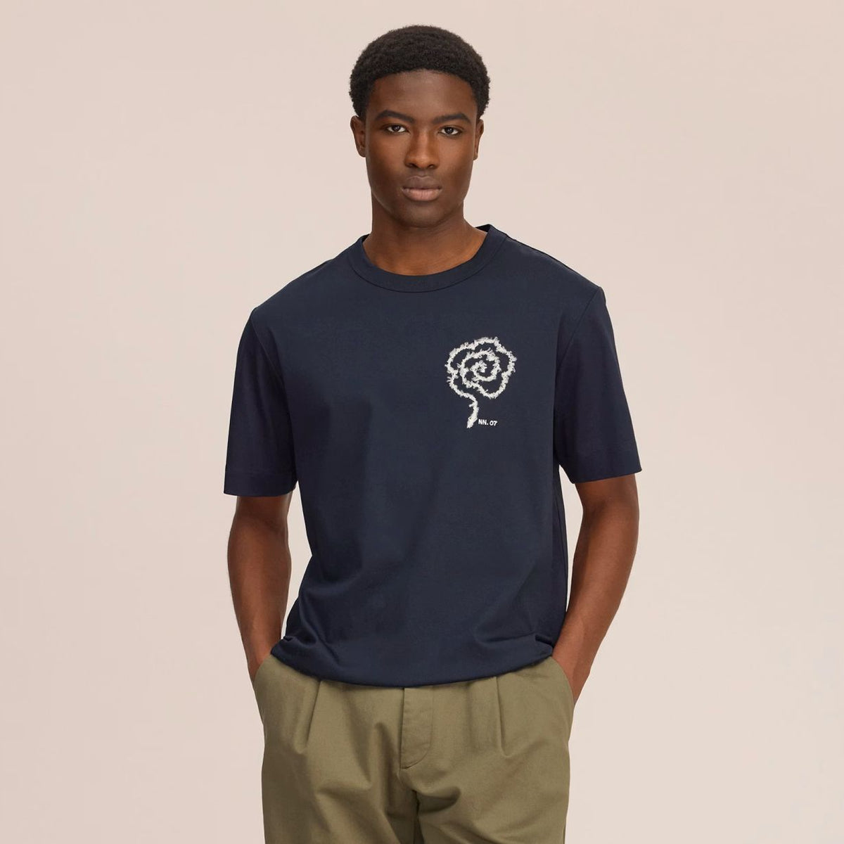 NN.07 Pedro EMB T-shirt Navy