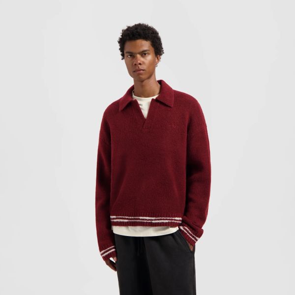 Olaf Crafted Detail Knitted Polo Bordeaux