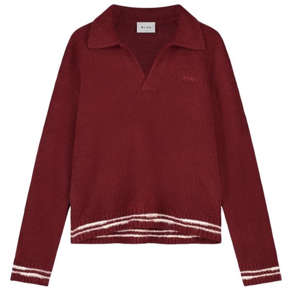 Olaf Crafted Detail Knitted Polo Bordeaux
