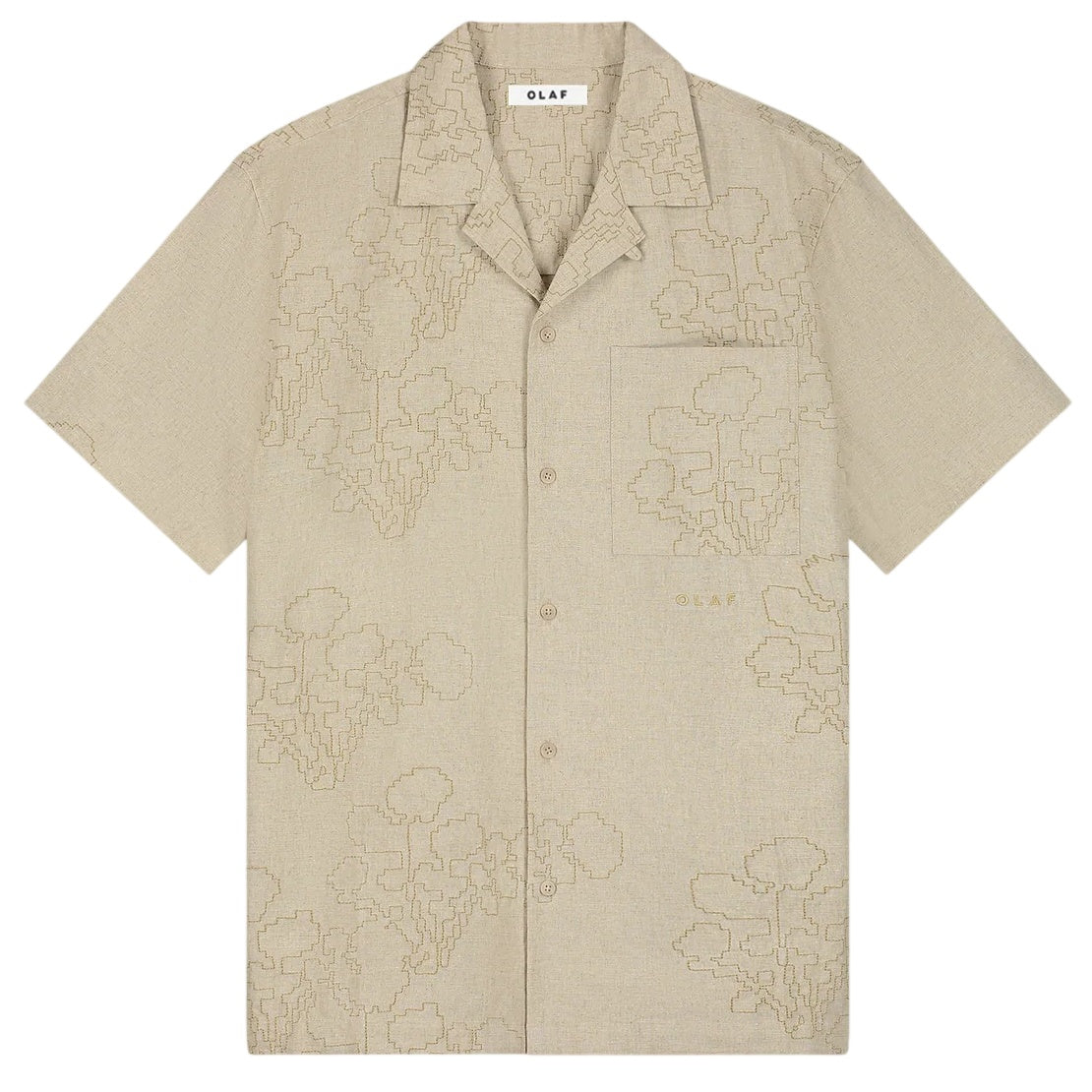 Olaf Embroidered Flower Overhemd Beige