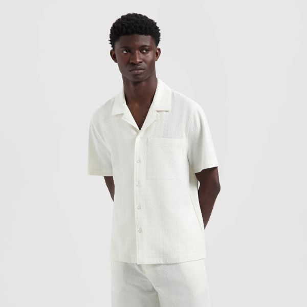 Olaf Fine Check Camp Overhemd Off White