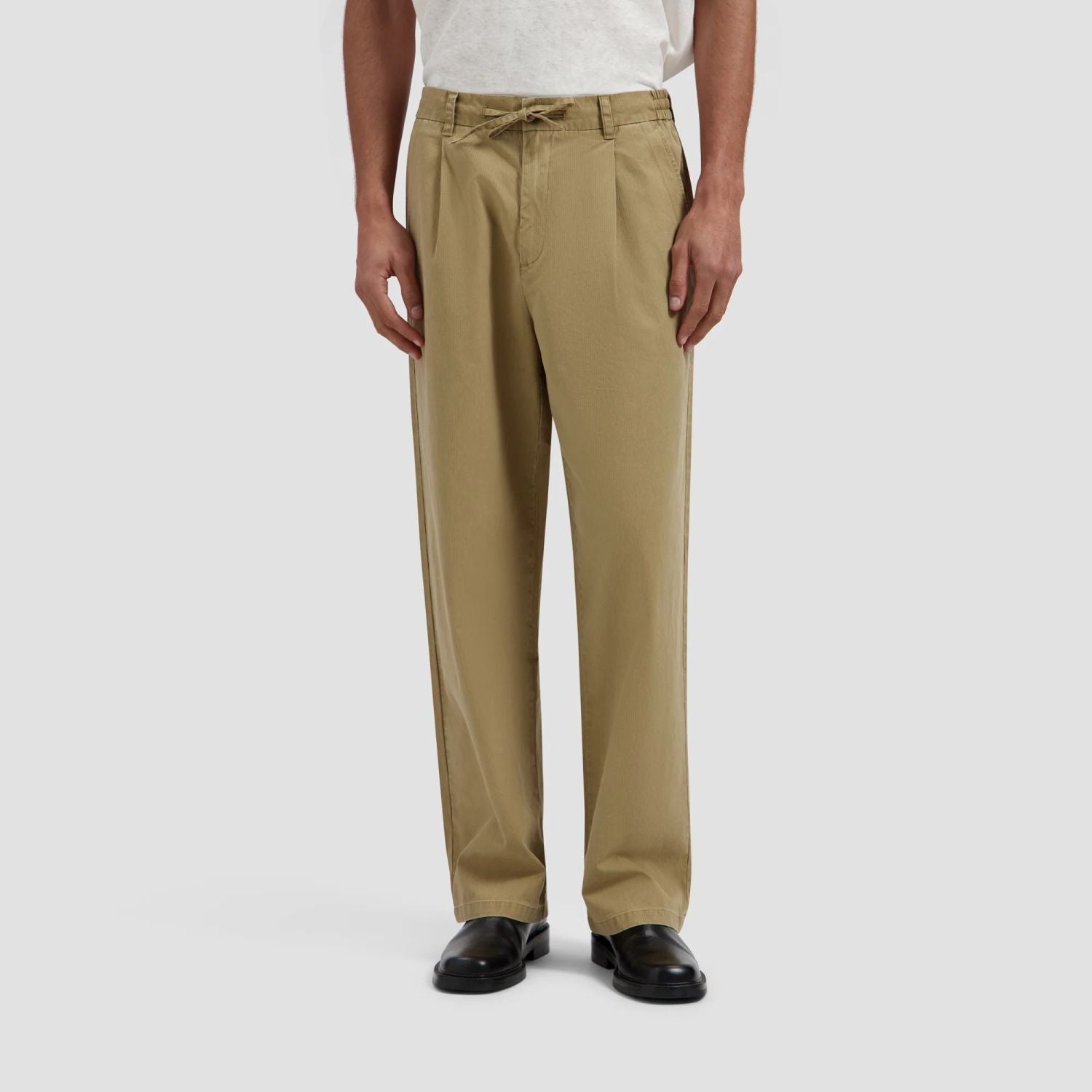 Olaf Herringbone Pleated Broek Beige