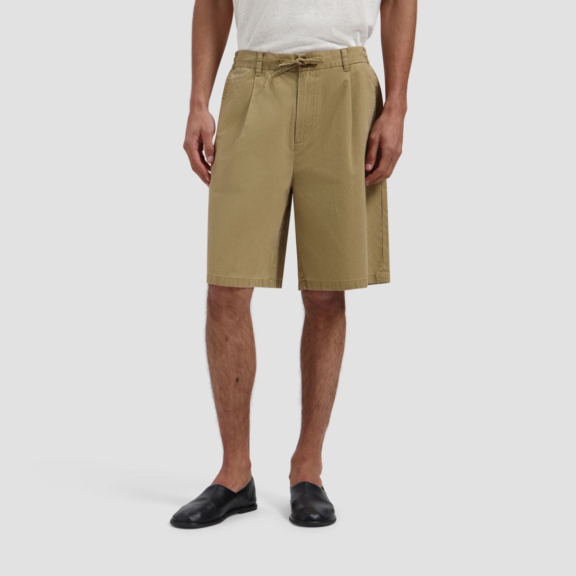 Olaf Herringbone Pleated Korte Broek Beige