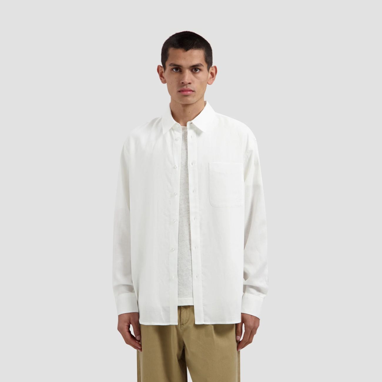 Olaf Linen Blend Relaxed Overhemd Wit