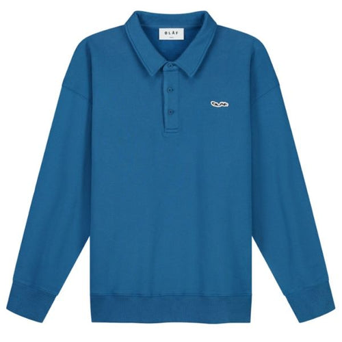 Olaf Oversized Longsleeve Polo Blauw