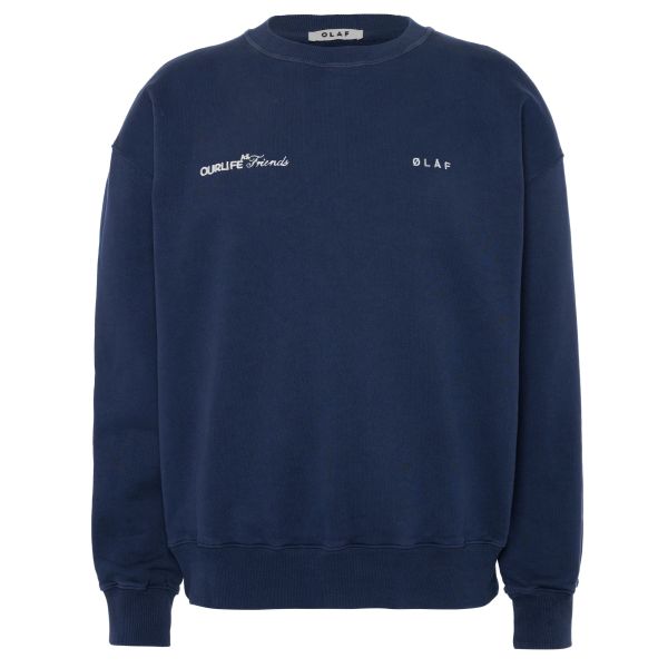 Olaf Script Friends Boxy Sweater Navy