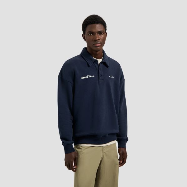 Olaf Script Friends Oversized Polo Navy