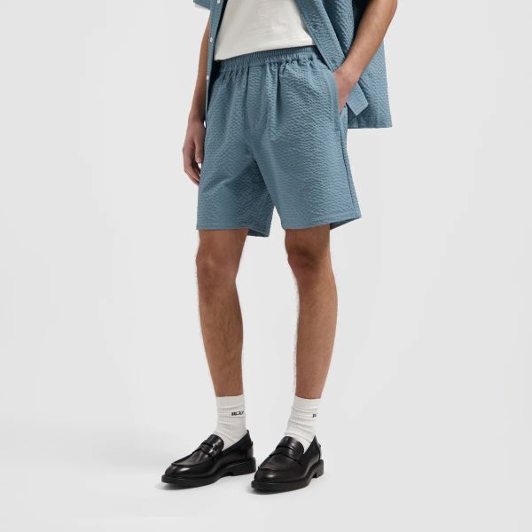Olaf Seersucker Korte Broek Blauw