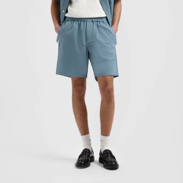 Olaf Seersucker Korte Broek Blauw