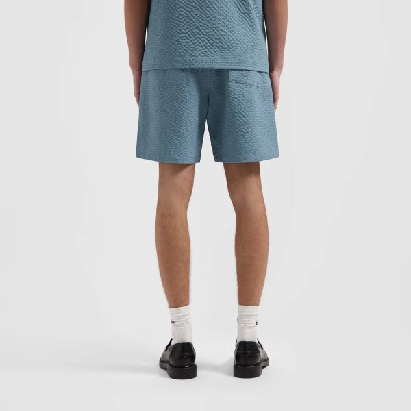Olaf Seersucker Korte Broek Blauw