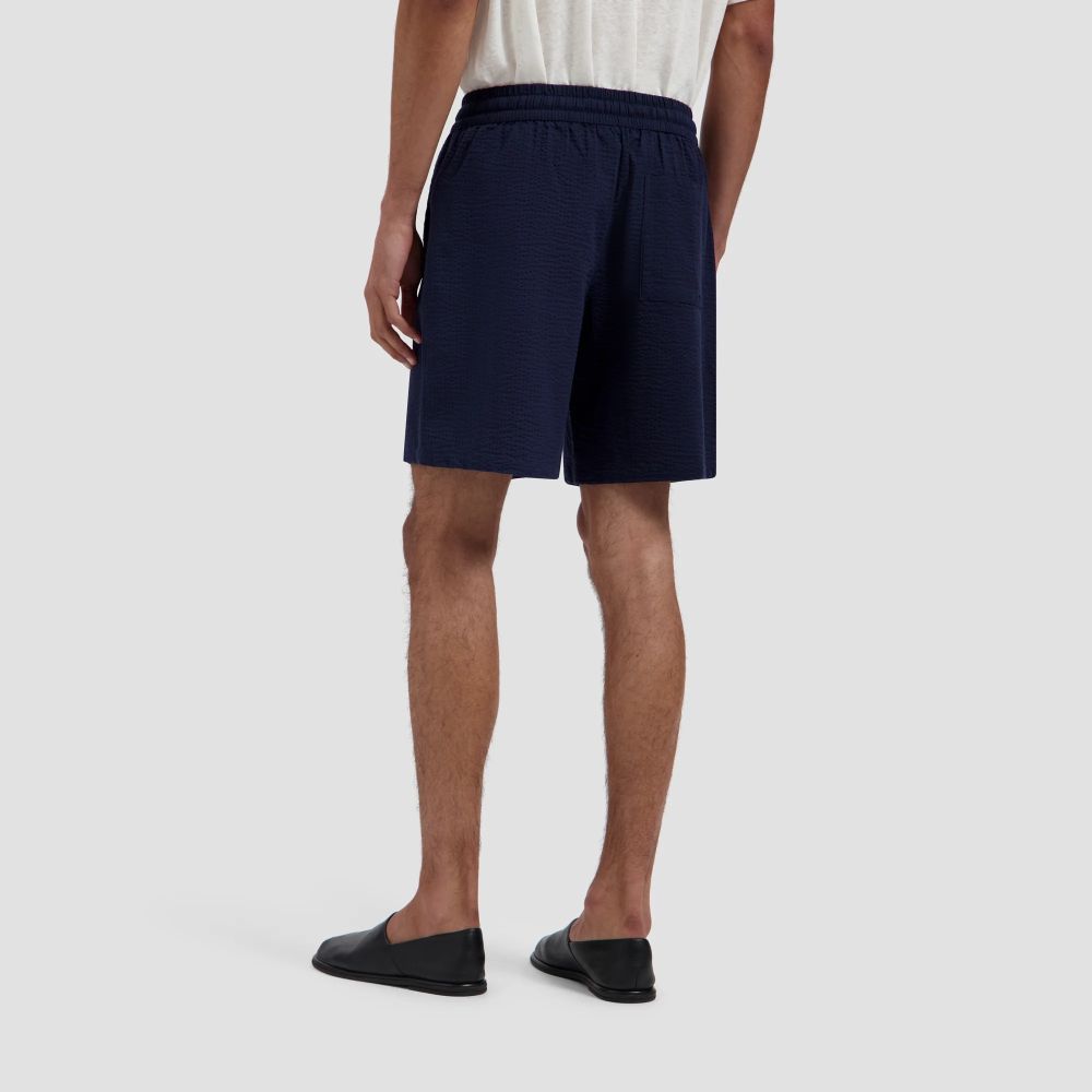 Olaf Seersucker Korte Broek Navy