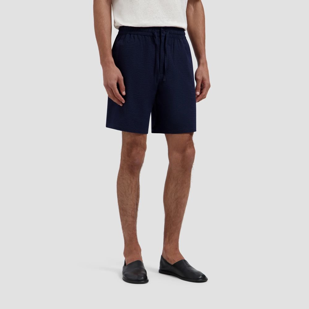Olaf Seersucker Korte Broek Navy