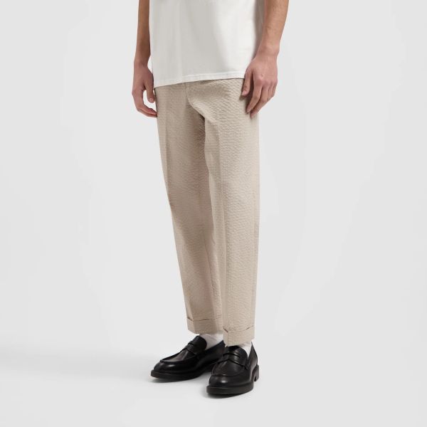 Olaf Seersucker Slim Broek Beige