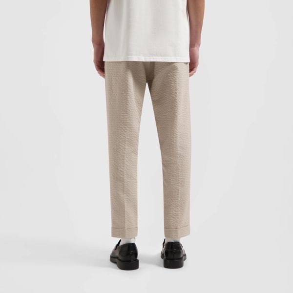 Olaf Seersucker Slim Broek Beige