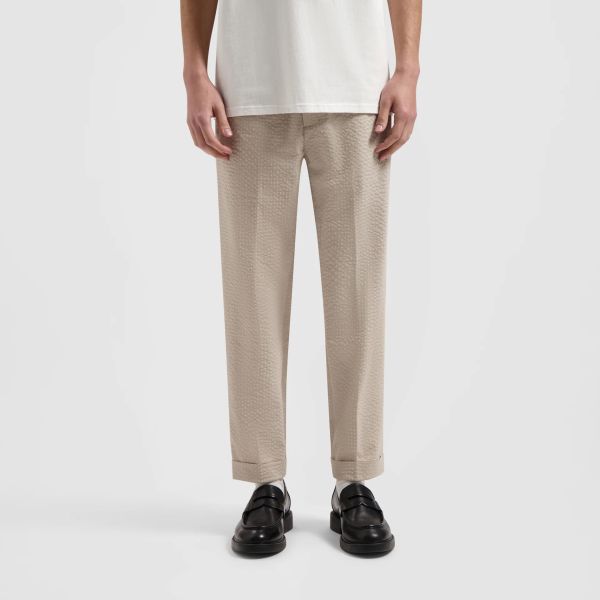 Olaf Seersucker Slim Broek Beige